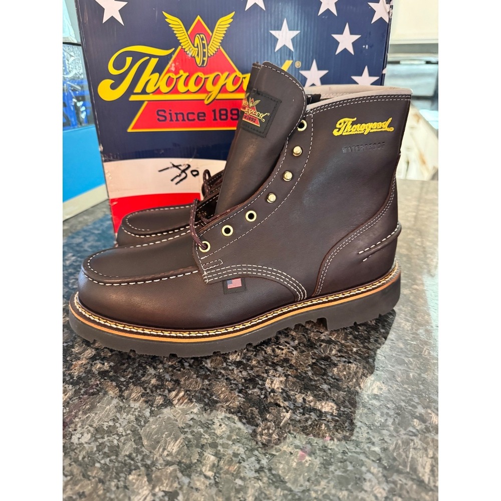 Thorogood 1957 Series 6in Briar Pitstop Waterproof Moc Toe Work Boots Sz 11 D